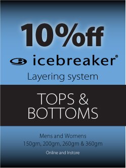 10% Off Icebreaker tops and bottoms